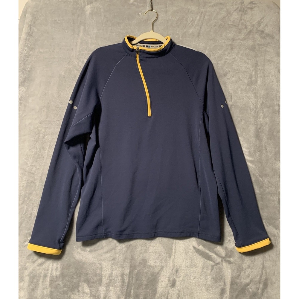 Pearl Izumi Cycling‎ Pullover Women Large Blue Yellow mock neck 1/4 Zip Vintage
